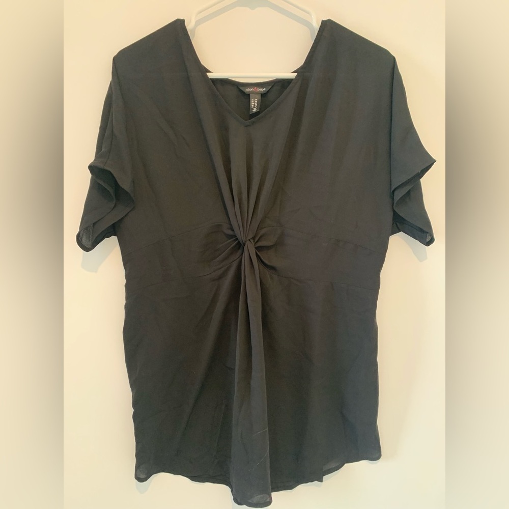 Maternity Stork and Babe black T-shirt top. Size small.